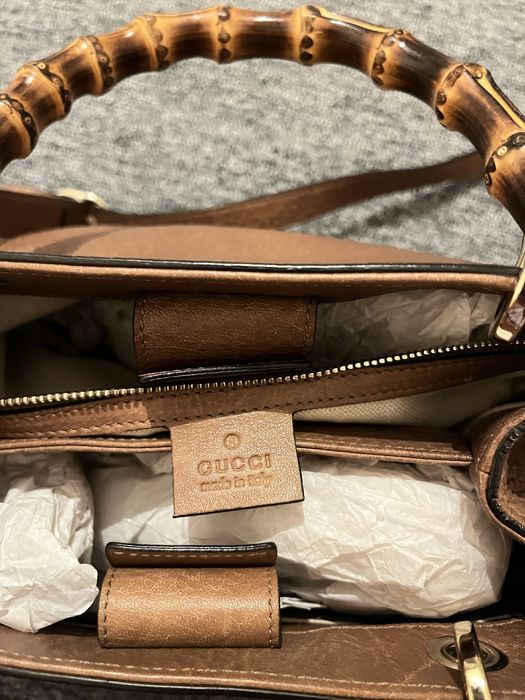 Gucci Bamboo original – geantă piele maro, Made in Italy
