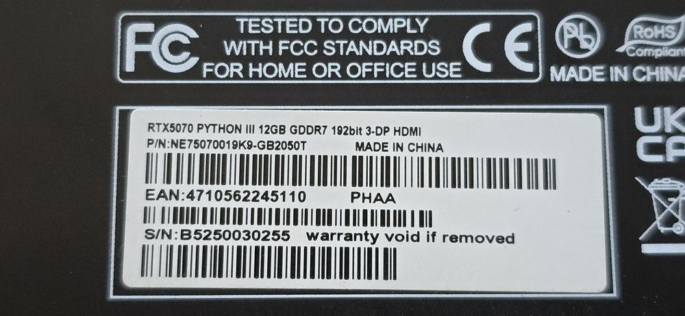 Placa Video GeForce Gainward Python III RTX 5070 12GB GDDR7 192 bit