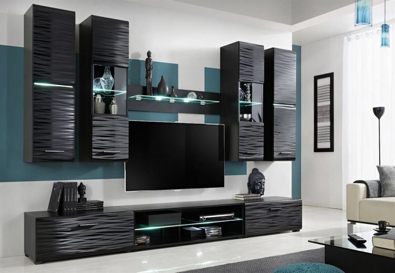 Mobila living/Biblioteca Blade 4 - Culoare Negru - Mobila Living-Sufragerie