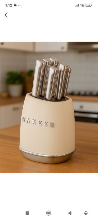 Ножи кухонные из нержавеющей стали на подставке Uakeen  1:1 Smeg люкс