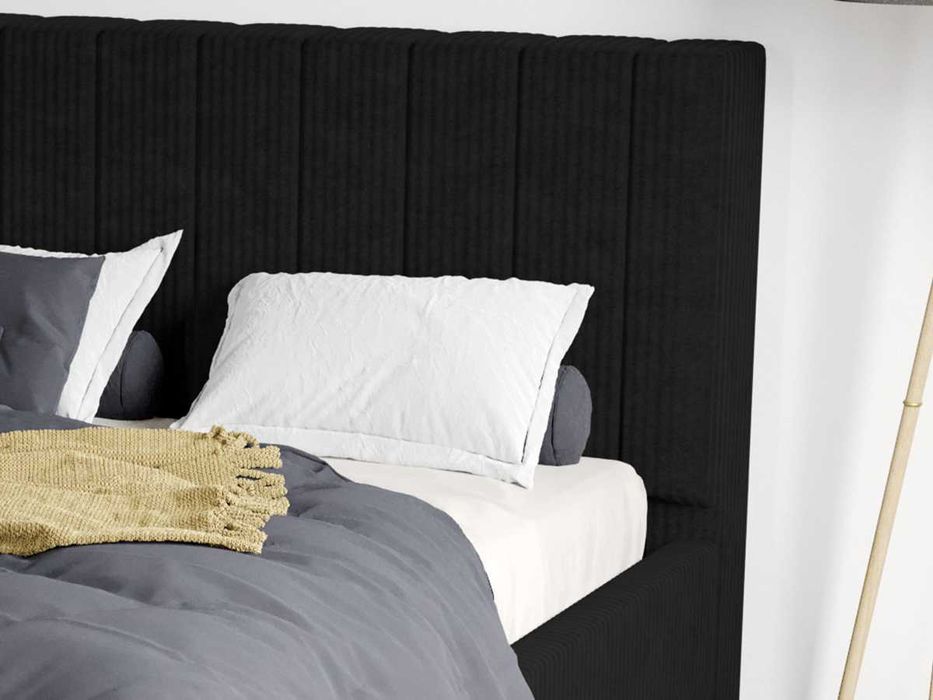 Pat Tapitat Negru Poso 135 cu somiera si sertar 160x200