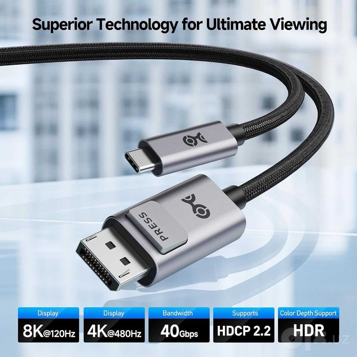 Кабель двунаправленный Cable Matters USB-C to DisplayPort 2.1 8K/120Hz