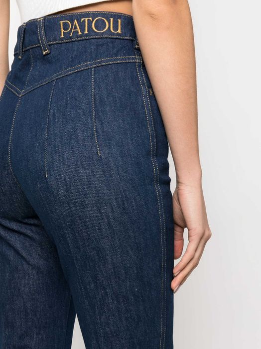 patou jeans blue navy gold details high waist new