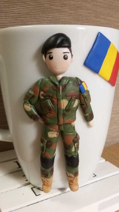 Cadou cana personalizata politist, jandarm, militar fimo handmade