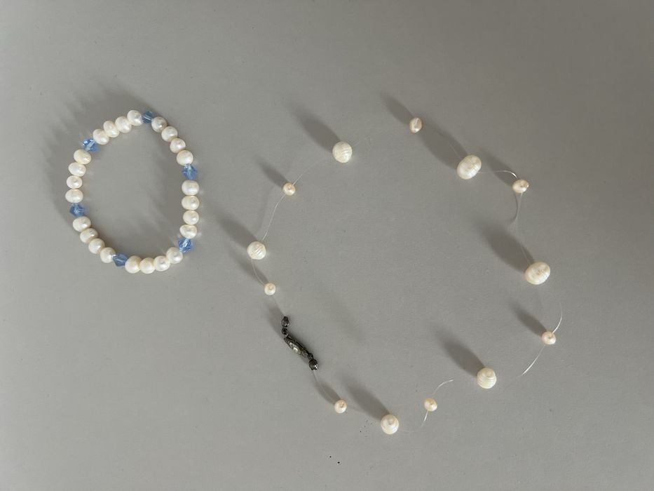 Yuno перли - колие и гривна с бели перли