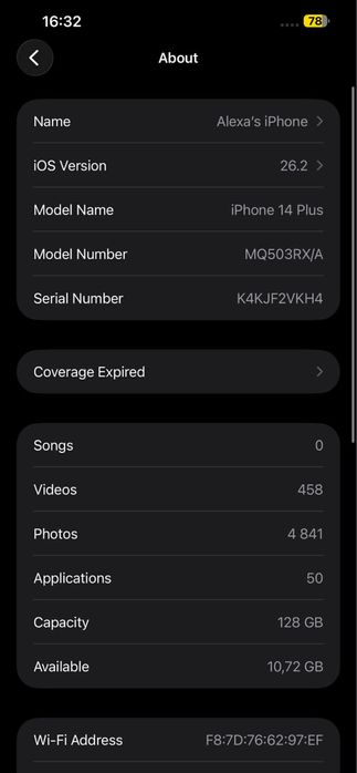 Iphone 14 plus, 128 GB, 10/10