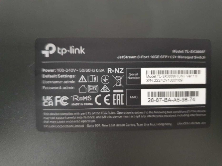 Switch TP-Link 10Gigabit TL-SX3008F