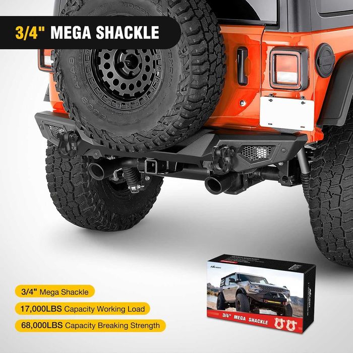 Ochete 3/4 cu Protecție 8T Cu Bolt Filetat și Siguranță, Culoare Negru