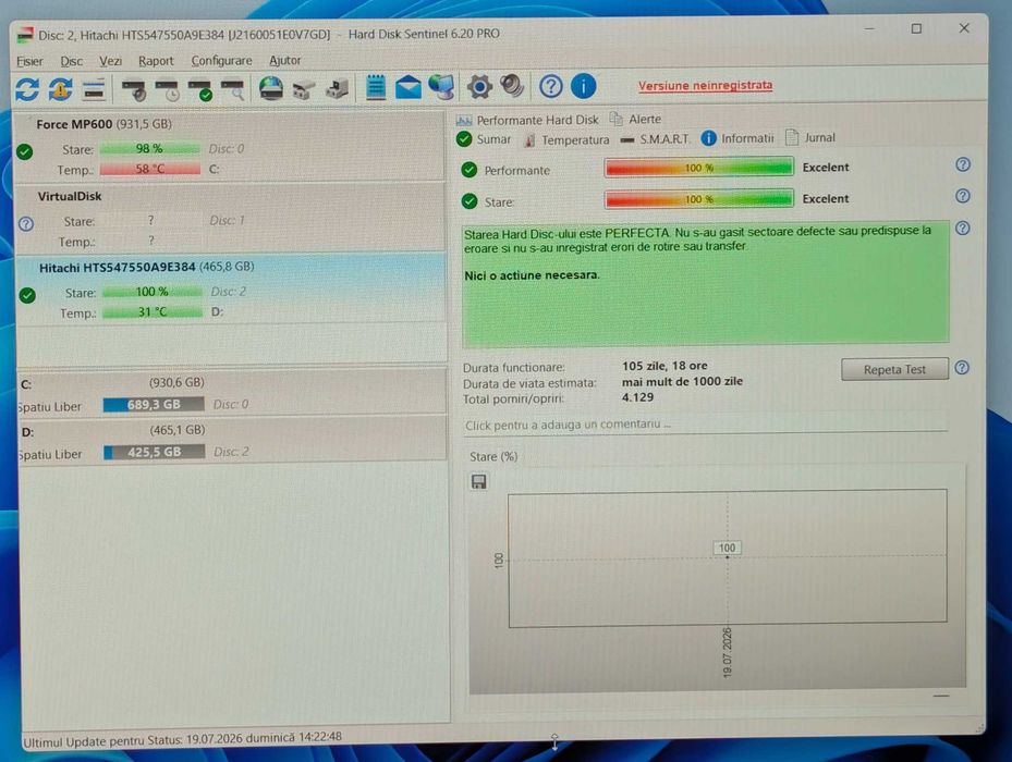 Hard Disk Laptop Hitachi  500GB, 5400rpm