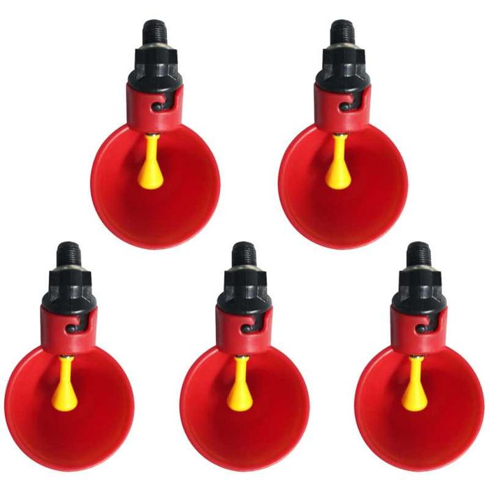 Set 10 dozatoare apa pentru animale, Plastic, Automat, Rosu