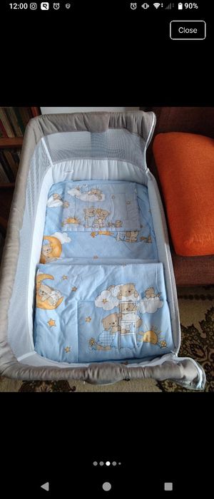 Patut co-sleeper NOU pentru bebelusi Cangaroo Always Together cu laterala culisanta, 5 pozitii de reglare inaltime