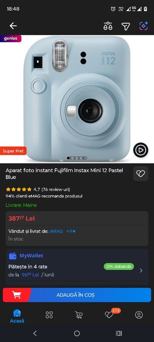 Aparat foto instax mini12 nou
