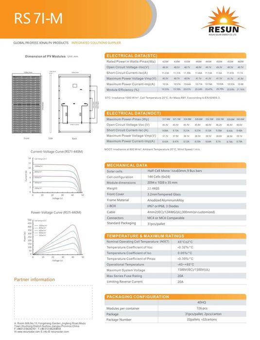 Panouri fotovoltaice RESUN SOLAR 460 W