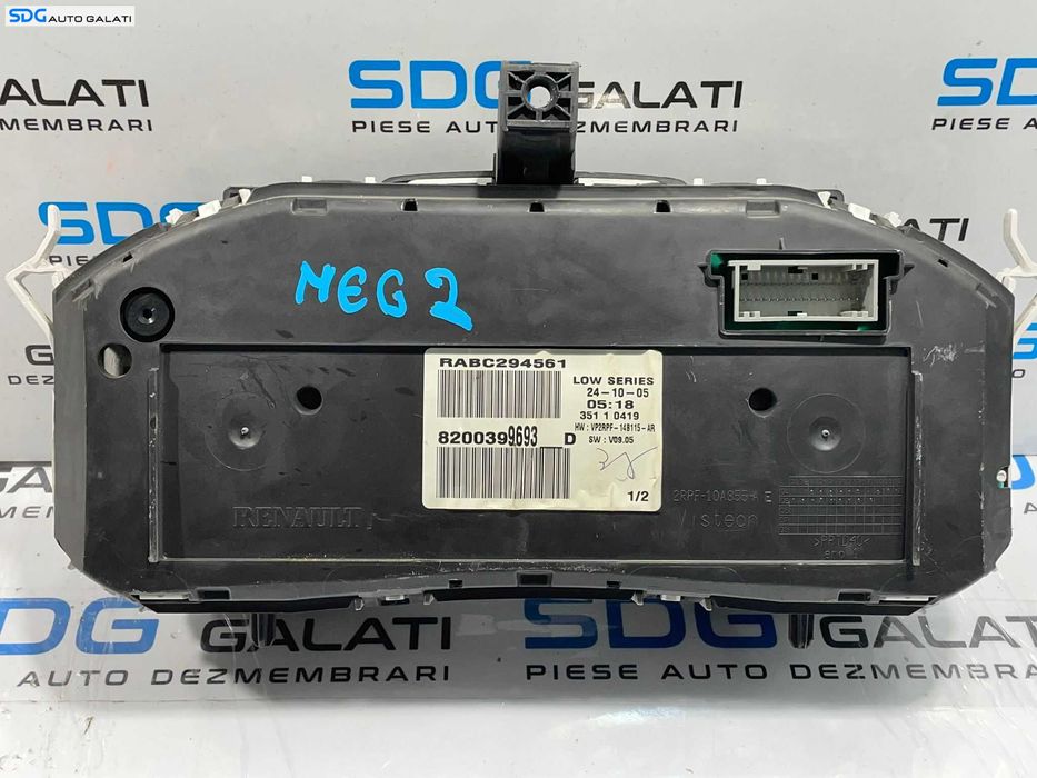 Ceas Ceasuri Cluster Instrumente Bord Renault Megane 2 1.5 1.9 DCI 2002 - 2008 Cod 8200399693D 8200399693 [L4695]
