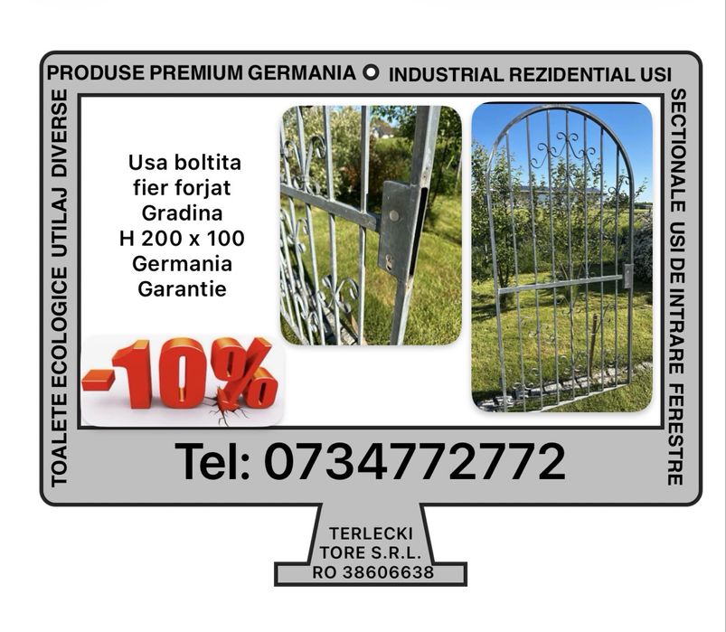 USA BOLTITA FIER FORJAT  Germania  gradina  poarta H 200 x L 100