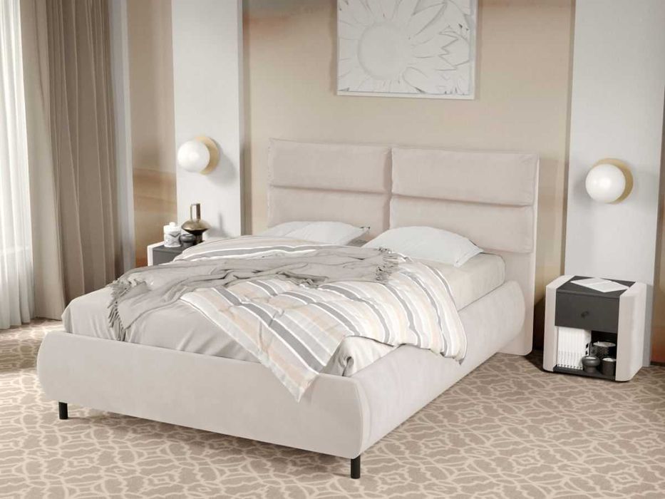 Pat Tapitat Cairo fix Crem Velluto 2 cu perne pe spatar