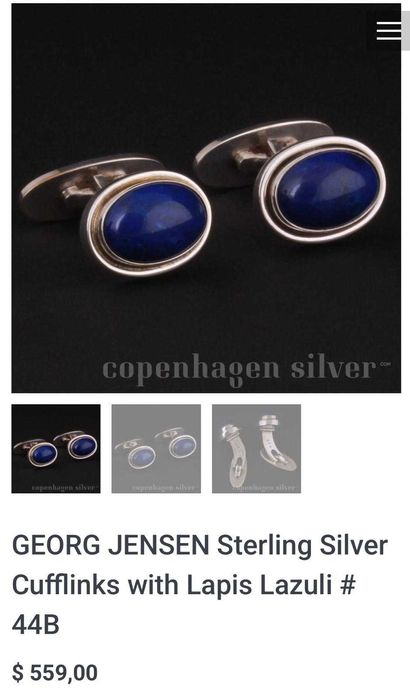 BUTONI ARGINT 925 + Lapis Lazuli - Georg Jensen - Denmark - 1915-1919!