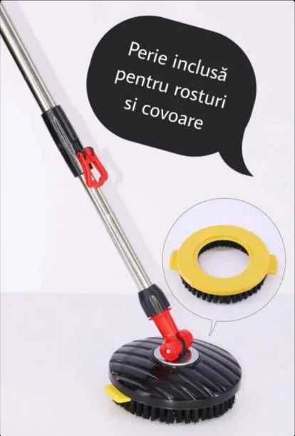 Set Mop Rotativ 4 Rezerve Diferite + Perie Rosturi Covoare Incluse