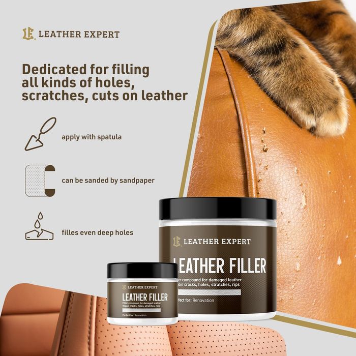 кит/филър за кожа leather filler бял за поправка на щети и ...