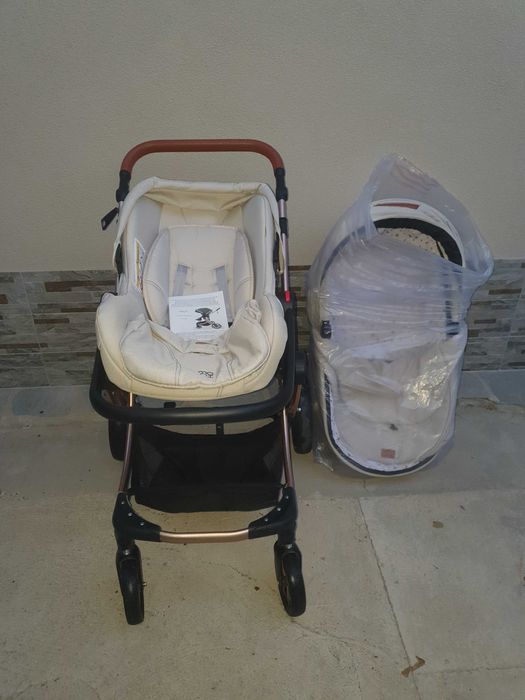 Комбинирана детска количка Moni - Polly 3 в 1, бежова