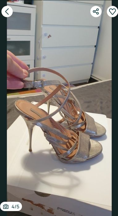 Sandale din piele Naturala Argintii de firma Uterque.