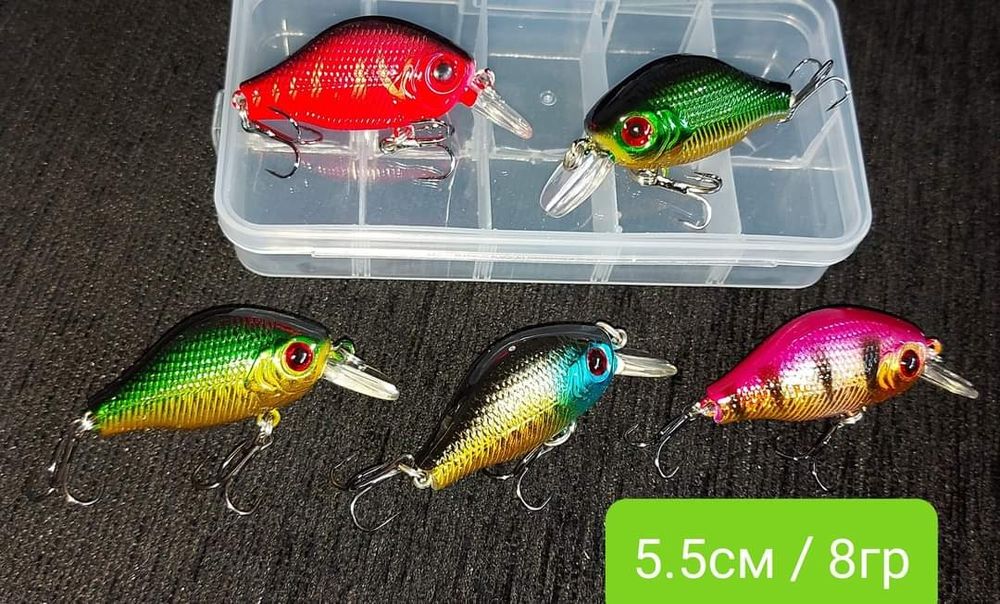 Ново!Спининг риболов, воблер, примамки,5бр воблери щука костур кефал