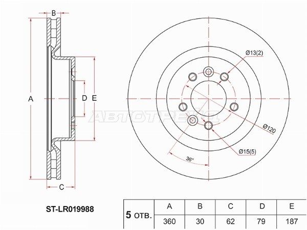 Диск тормозной Land rover Rover