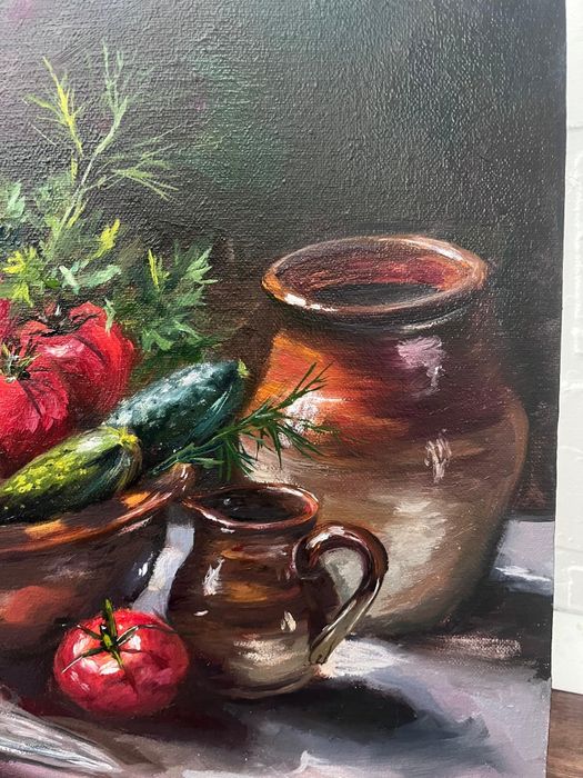 Картина маслом, интерьерная, масло, Помидоры