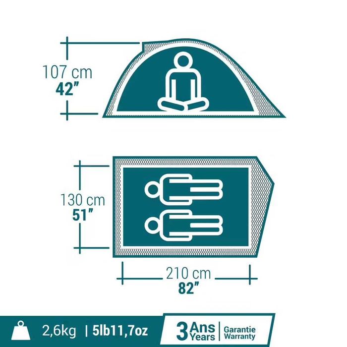 Cort Quechua MH100 (2 persoane)