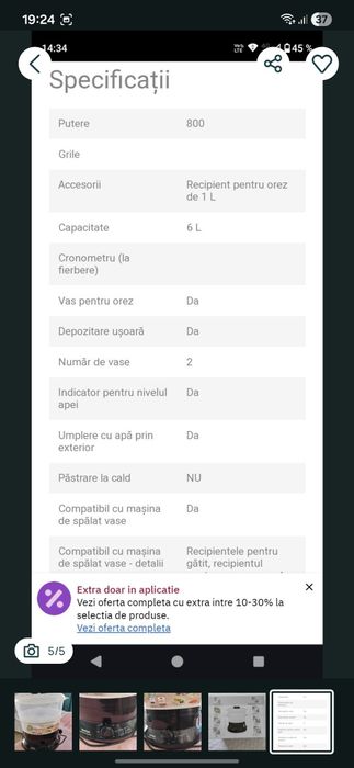 Aparat de gatit cu aburi TEFAL MiniCompact VC139810, 2 cosuri, 6l, 8