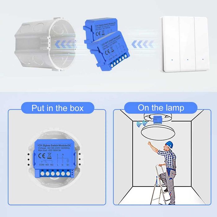 AVATTO ZWSM16-DC Zigbee модул за сух контакт – едноканален | DC 24–32V