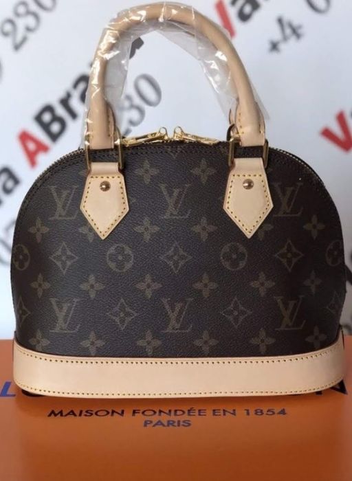 Geanta mini LV Alma,France,curea detasabila umăr, saculet, etichetă