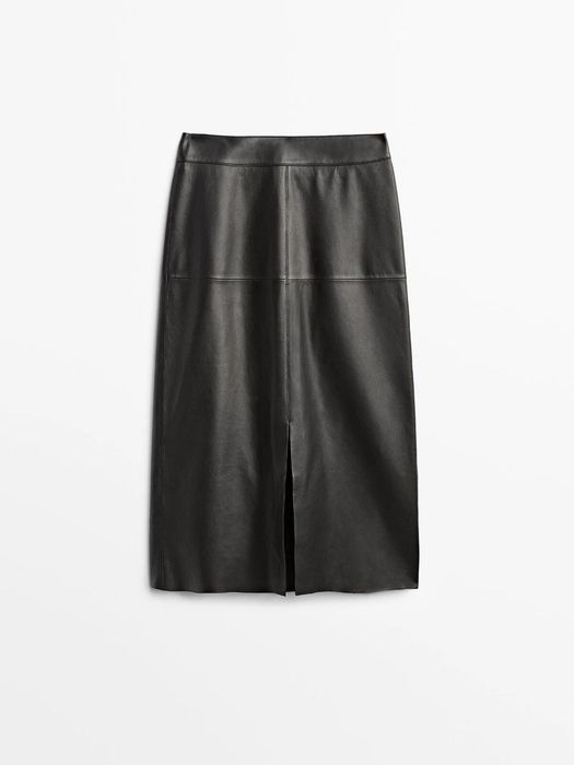 Fusta din piele nappa Massimo Dutti