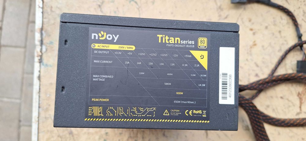 Sursa ATX nJoy Titan, 600W Real Power, PFC Activ, 80 Plus Bronze