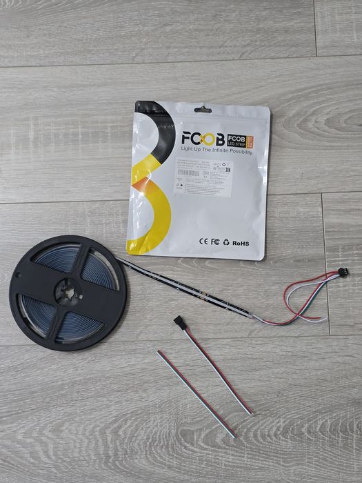 Bandă LED RGB FCOB WS2811 IC – 5 metri, PCB neagră
