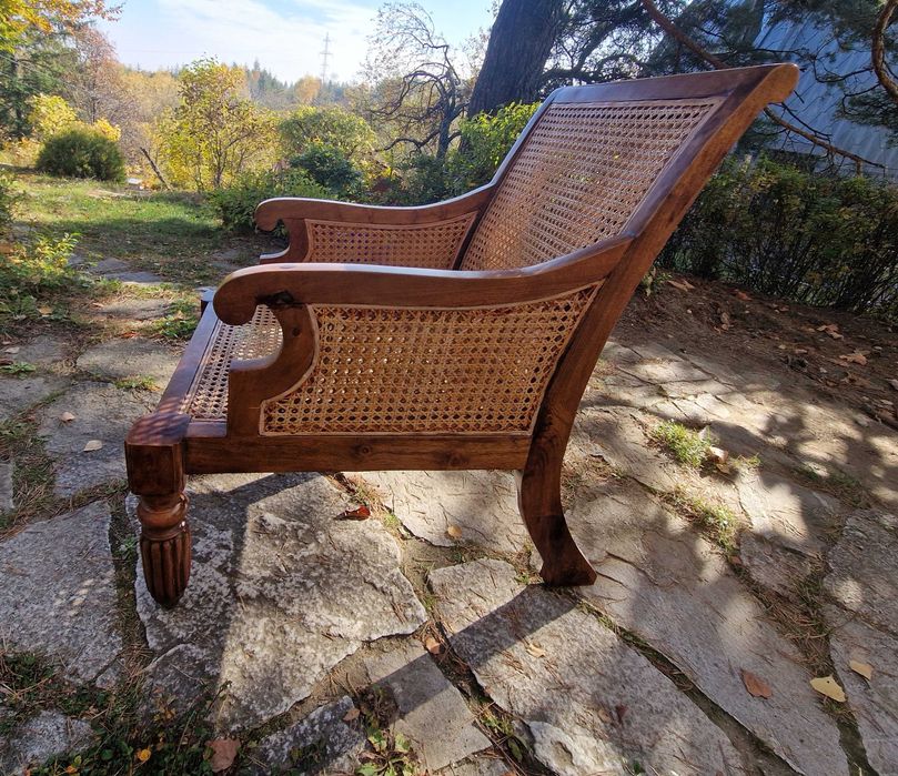 Ратанво стол фотьоил от тиково дърво