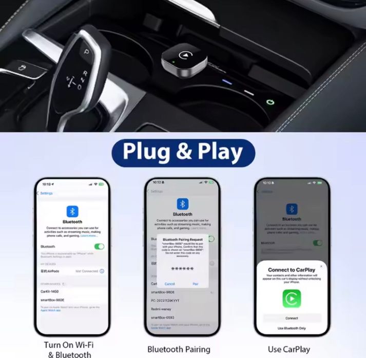 Adaptor Wireless CarPlay & Android Auto Plug & Play