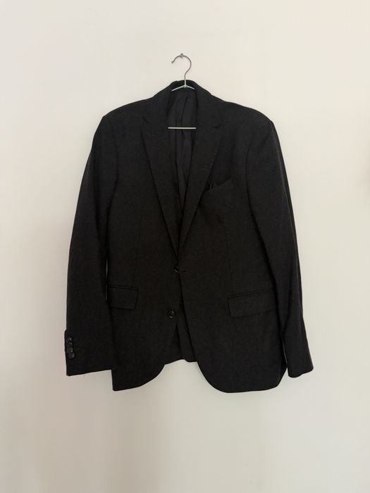 Sacou Mango Man Slim Fit, lână Nova Fides Italia, antracit, mărimea 48
