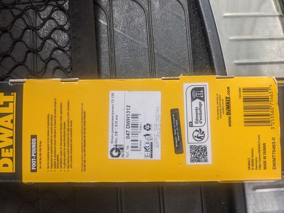 Динамометричен ключ DeWALT 3/8 ", 34-142 Nm, 515 мм, DWMT75463