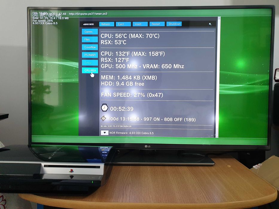PS3 modat CFW 320 GB + 40 jocuri (GTA V, Red Dead, God of War, NFS)
