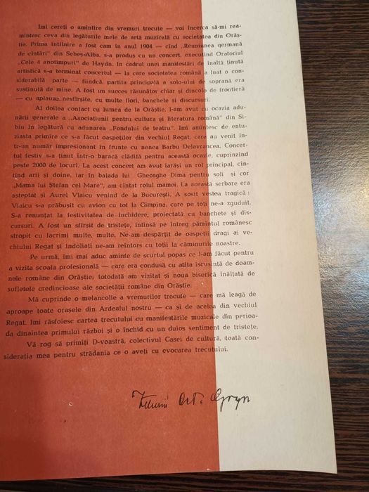 ”Centenarul CORULUI DIN ORĂȘTIE 1868-1968”