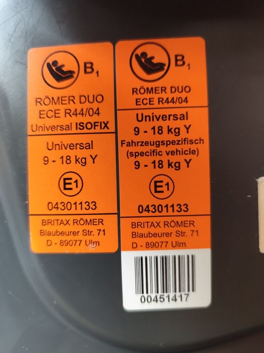 RÖMER DUO ISOFIX детско столче за кола 9 - 18 kg
