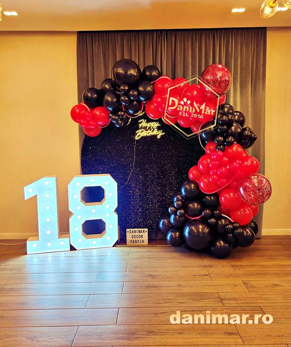 Decor majorat | decor aniversare 18 ani | panou foto cifre  | LED