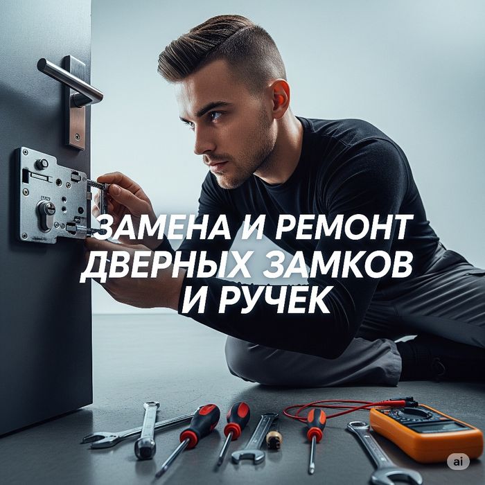 Замена и ремонт дверных замков и ручек. Плотник. Замена сердцевины.