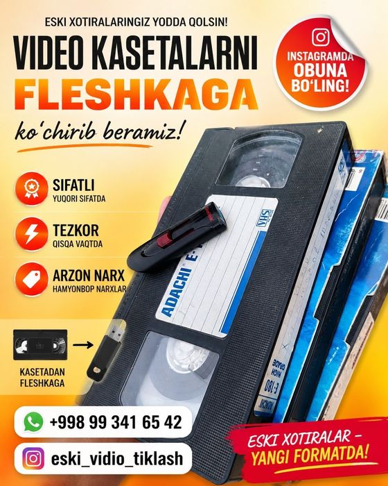 Eski  video kasetadan  Diskga fleshka hardga kochirib beramiza