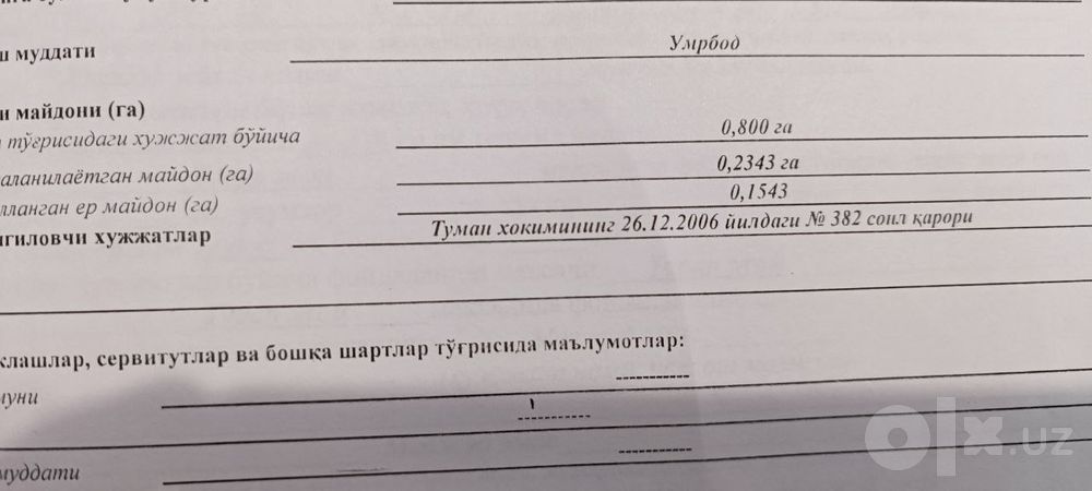 Продается земля Куй Чирчик