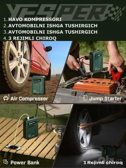 YESPER M3 Pro avto starter + kompressor + fonar + Power Bank