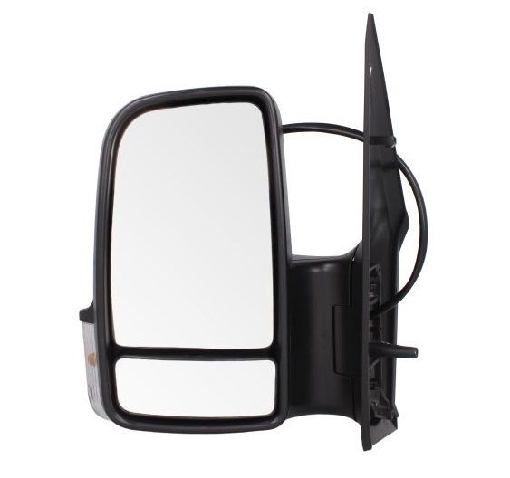 Oglinda exterioara Mercedes Sprinter, 02.2018-, stanga/dreapta, reglare electrica; carcasa neagra; incalzit; sticla convexa; geam cromat; 10 gauri / 6 pini; scurt, cu Lucas; cu functie de unghi mort, View