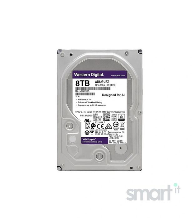 WD Purple 8TB | WD82PURX | Yangi | Kamera uchun | Original