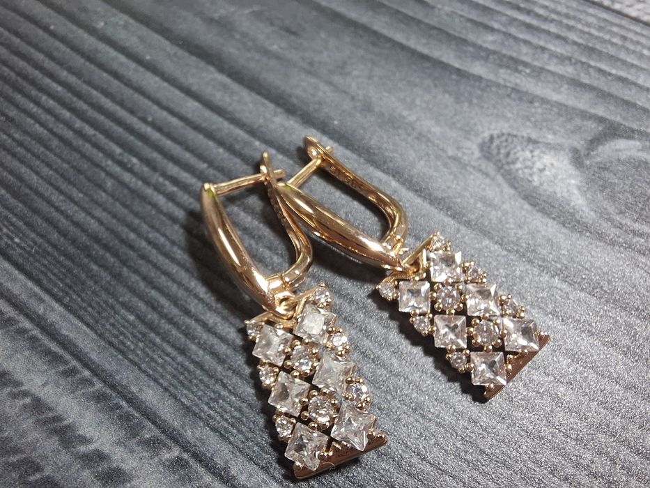 Серьги прямоугольние 585RG под золото